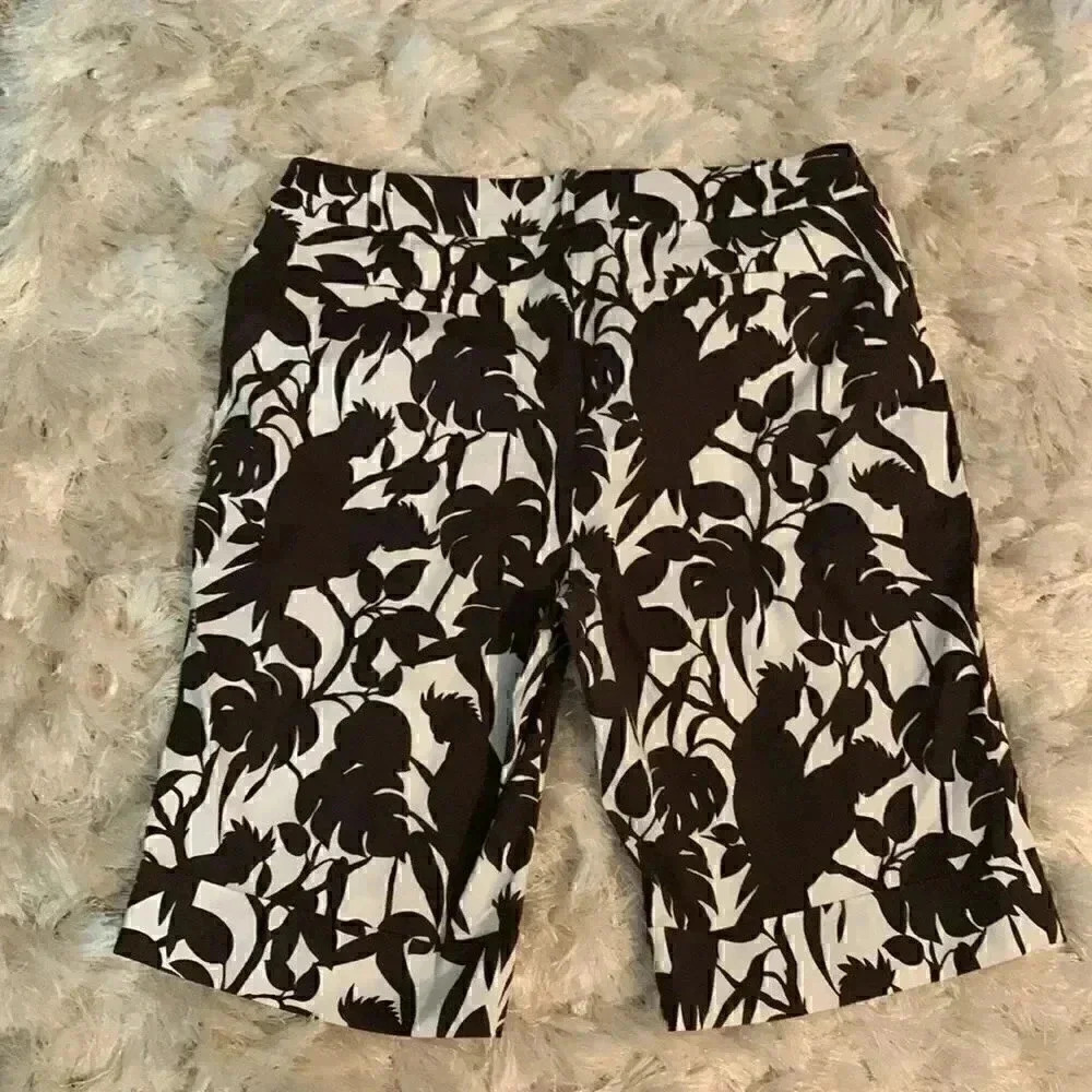 Kate Spade ♠️ Shorts Parrot Print Brown White 4 - Picture 5 of 8